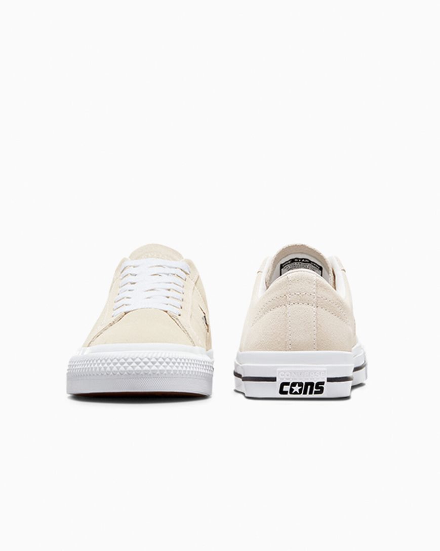 Tenis Skate Converse CONS One Star Pro Camurça Masculino Bege Branco Pretas | PT Q093P78